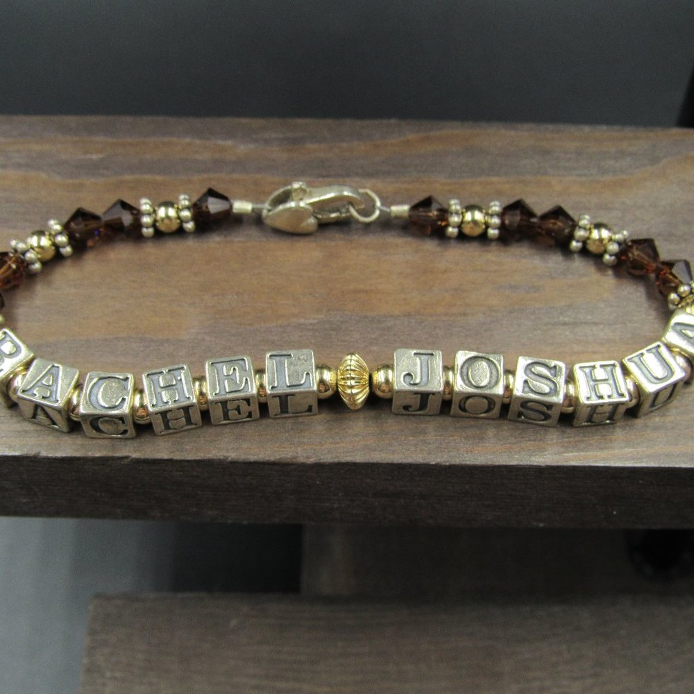 7" Sterling Silver Rachel & Joshua Name Bracelet Vintage